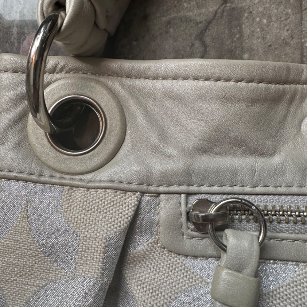 Coach Metallic Silver and Taupe Signature Hobo Bag - Picture 10 of 12